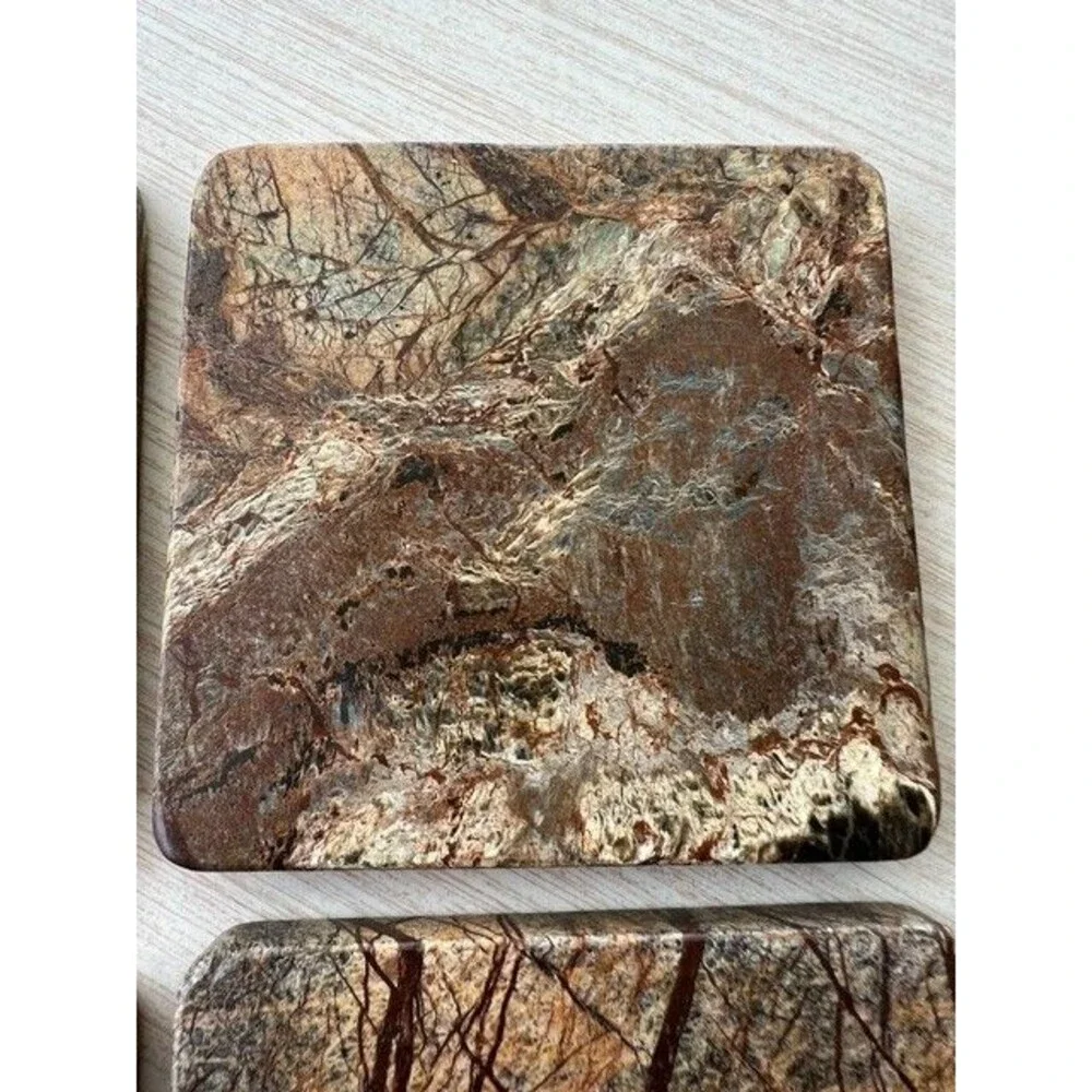 Rainforest Brown Marble Coasters 4” Square (set of 4)